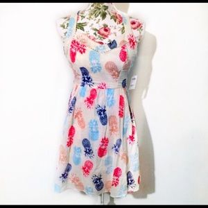 NWT Pineapple Sweetheart Blue Red Dress New Tags